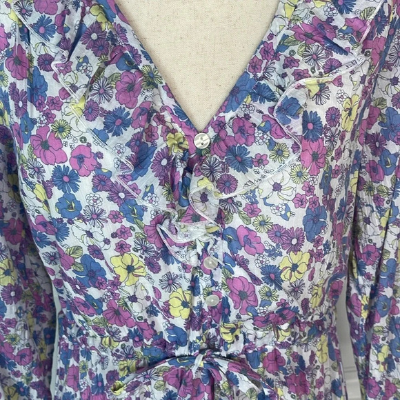 Modcloth Ruffling for Flowers Floral Midi Prairie Dress Size 6 - Picture 7 of 14